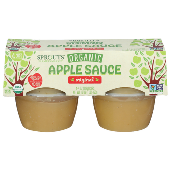 Sprouts Organic Original Apple Sauce Cups 4 Pack