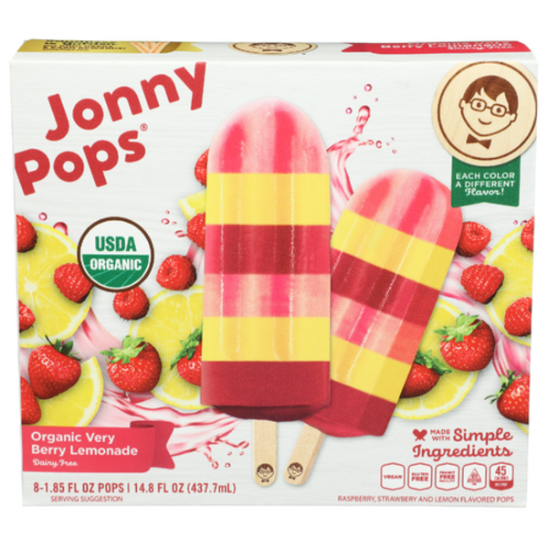Jonny Pops Organic Very Berry Lemonade Frozen Bars 8 Pack