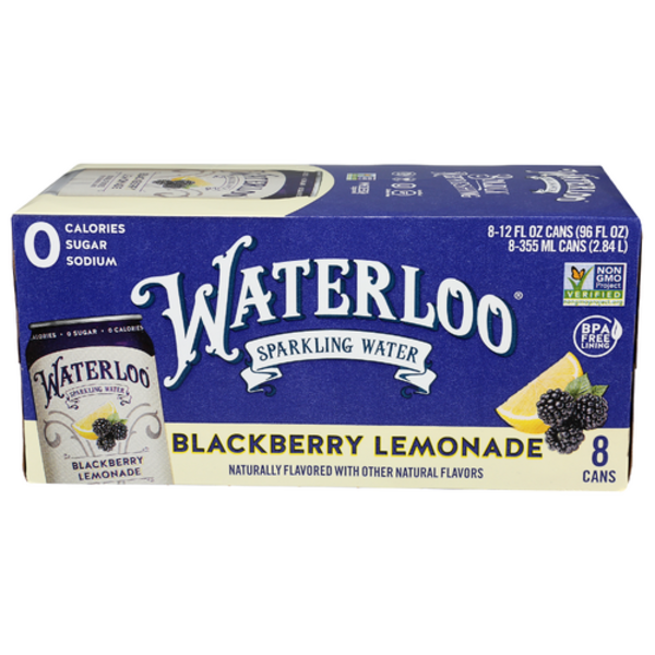 Waterloo Blackberry Lemonade Boldly Refreshing Sparkling Water 8 Pack Case