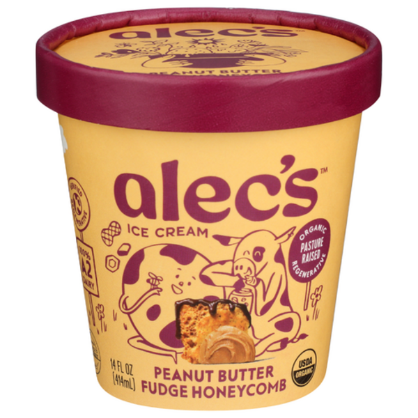 Alec's Ice Cream Organic Peanut Butter Fudge Honeycomb Ice Cream
