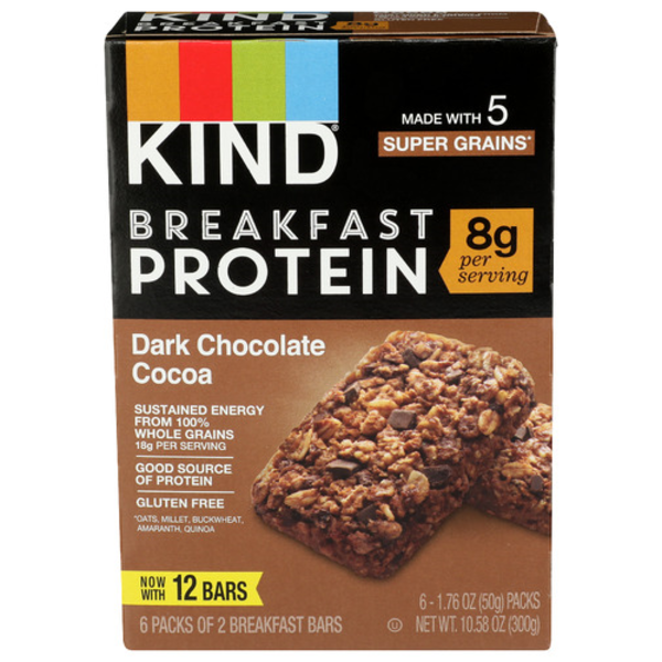 Kind Dark Chocolate Cocoa Protein Breakfast Bars 12 Pack