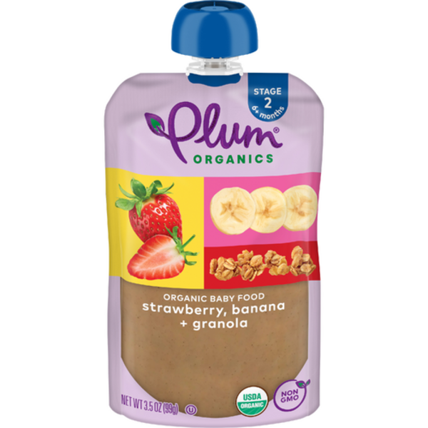 Plum Organics Organic Strawberry, Baa + Granola Stage 2 Baby Food Pouch