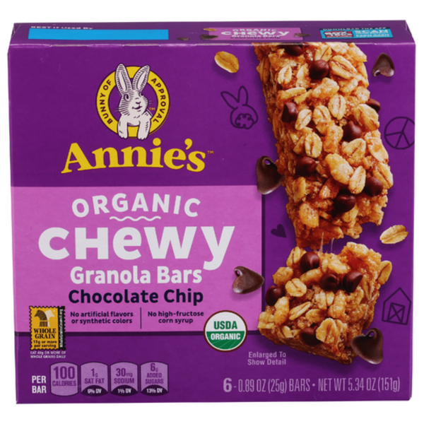 Annie's Homegrown Organic Chewy Chocolate Chip Granola Bars, 6 Pack