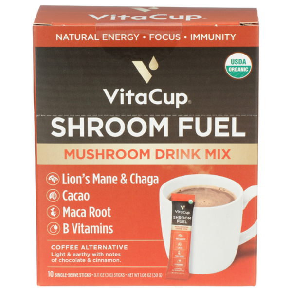 Vitacup Organic Shroom Fuel Mushroom Drink Mix Coffee Alternative 10 Count