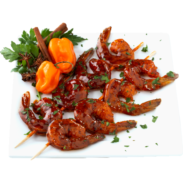 Island Jerk Colossal Peeled & Deveined Raw Shrimp Skewers