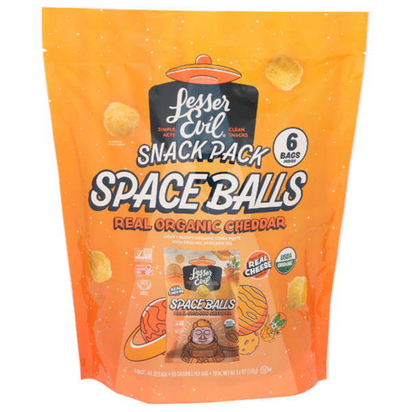 Lesser Evil Organic Real Cheddar Space Balls 6 Pack