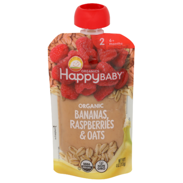 Happy Baby Organic Baa Raspberries & Oats Stage 2 Pouch