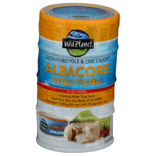 Wild Planet 100% Pure Wild Albacore Tuna No Salt Added 4 Pack