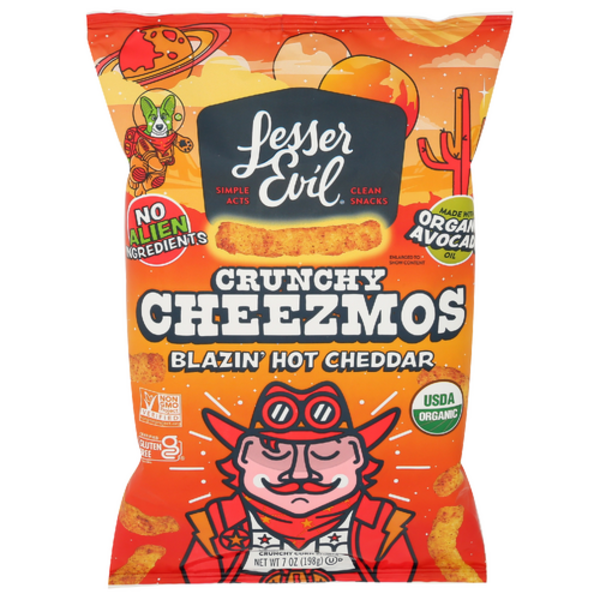 Lesser Evil Organic Blazin' Hot Cheddar Crunchy Cheezmos
