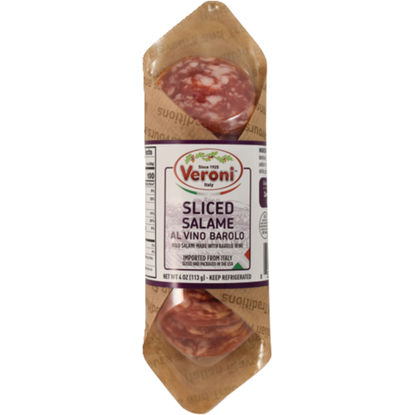 Veroni Sliced Al Vino Barolo Mild Salame Made With Barolo Wine Imported From Italy