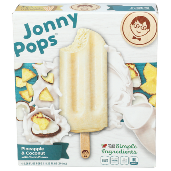 Jonny Pops Pineapple & Coconut With Fresh Cream 4 Pack Frozen Bars
