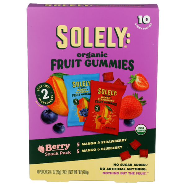 Solely Organic Berry Snack Pack Fruit Gummies 10 Pack