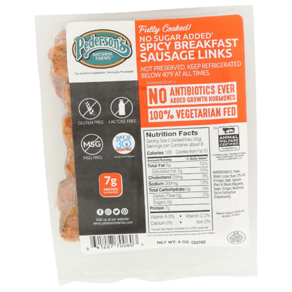 Pederson's Spicy Breakfast Pork Sausage Links