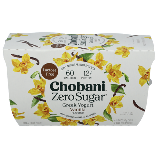 Chobani Vanilla Zero Sugar Greek Yogurt 4 Pack