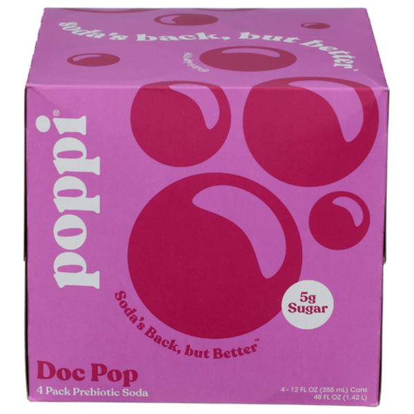 Poppi Doc Pop Prebiotic Soda 4 Pack Case