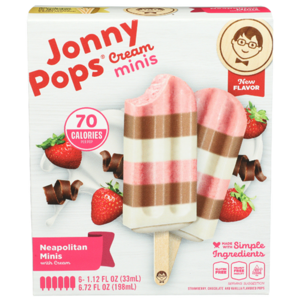 Jonny Pops Neapolitan With Cream Mini Frozen Bars 6 Pack