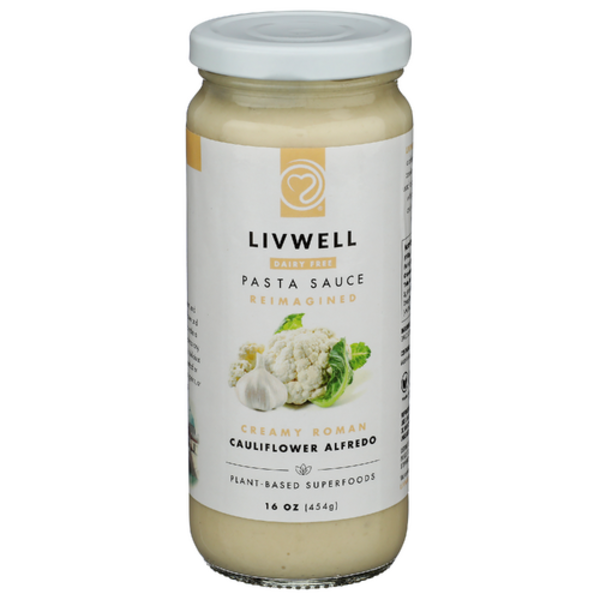 Livwell Foods Creamy Roman Cauliflower Alfredo Plant-Based Pasta Sauce