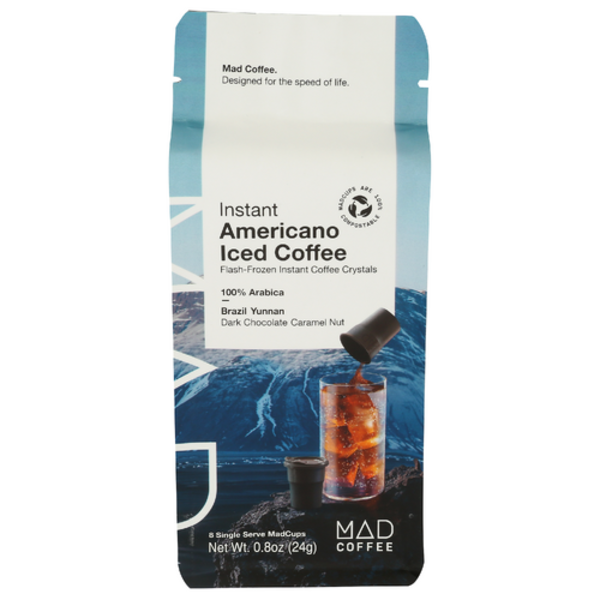 Mad Coffee Americano Iced Instant Coffee Cups 8 Count