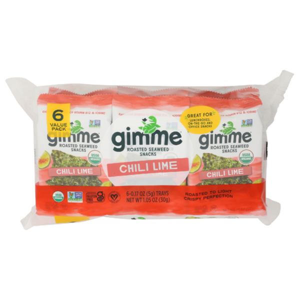 Gimme Health Foods Organic Chili Lime Roasted Seaweed 6 Pack