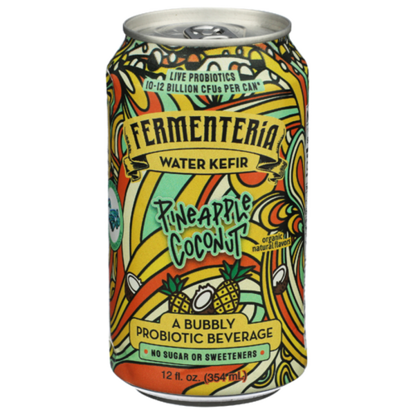 Fermenteria Water Kefir Pineapple Coconut Water Kefir Probiotic Bubble Water