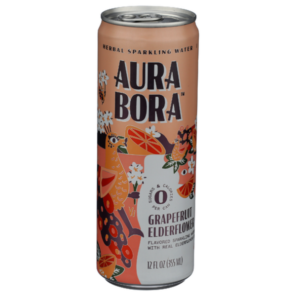 Aura Bora Grapefruit Elderflower Herbal Sparkling Water