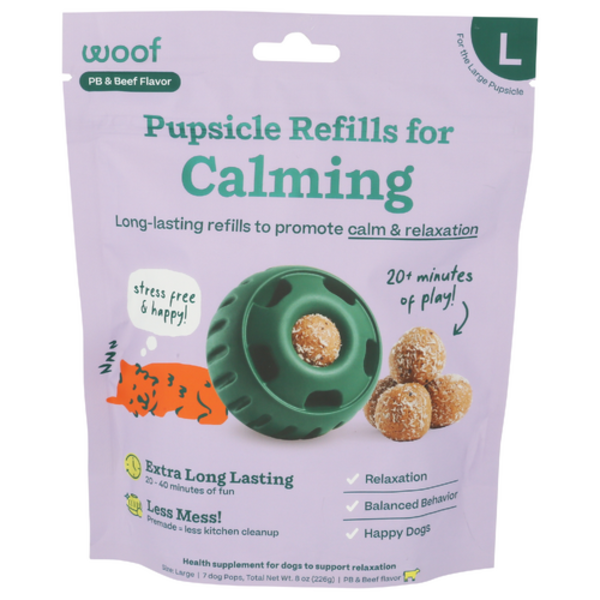 Woof Pet Inc PB & Beef Flavor Calming Large Pupsicle Refill Pops 7 Pack