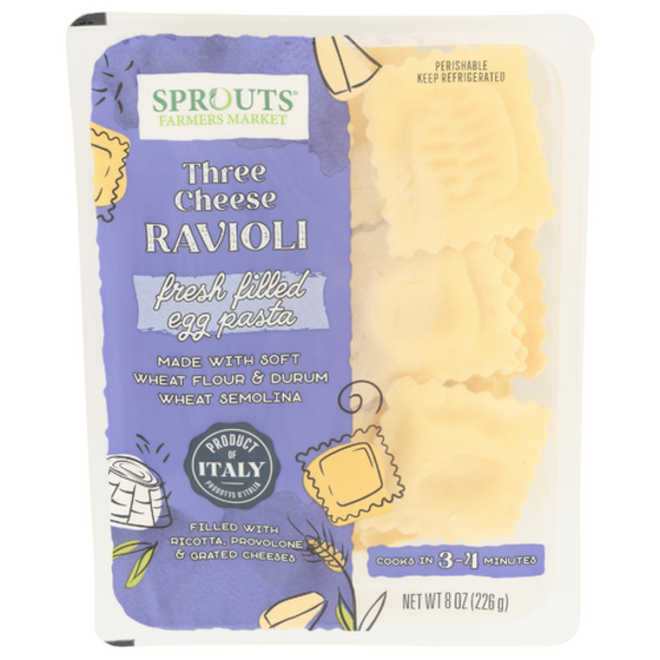 Sprouts Three Cheese Ravioli Fresh Filled Egg Pasta