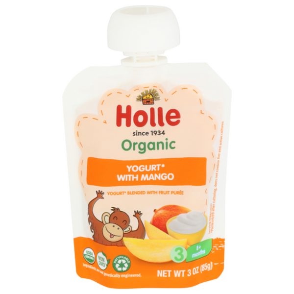 Holle Baby Food Organic Mango Puree Stage 3 Yogurt Pouch