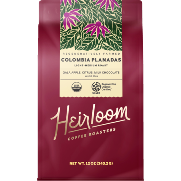 Heirloom Coffee Roasters Organic Colombia Planadas Light-Medium Roast Coffee