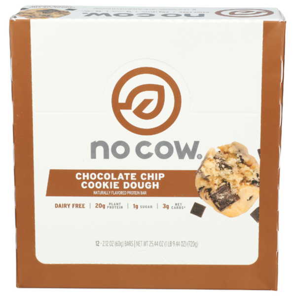 No Cow Chocolate Chip Cookie Dough Protein Bar 12 Pack Case