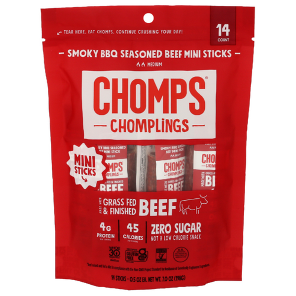Chomps Smoky BBQ Mini Beef Sticks 14 Pack