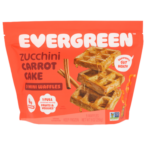 Evergreen Frozen Waffles Zucchini & Carrot Mini Waffles 9 Pack