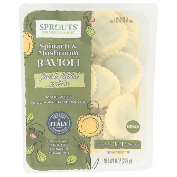 Sprouts Spinach & Mushroom Ravioli Fresh Filled Pasta