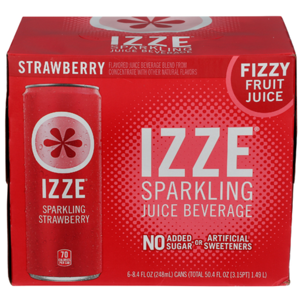 Izze Strawberry Sparkling Juice Blend 6 Pack
